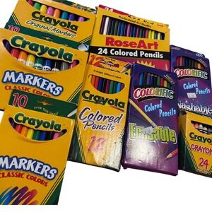 Crayola RoseArt Colorific Markers Colored Pencils Art Supplies Lot‎ Super Bundle